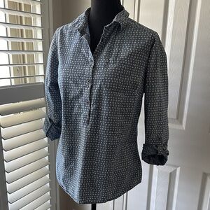 L.L. Bean Gray Blue Popover Shirt M